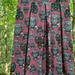 Lularoe HTF owl and key print Azure skirt